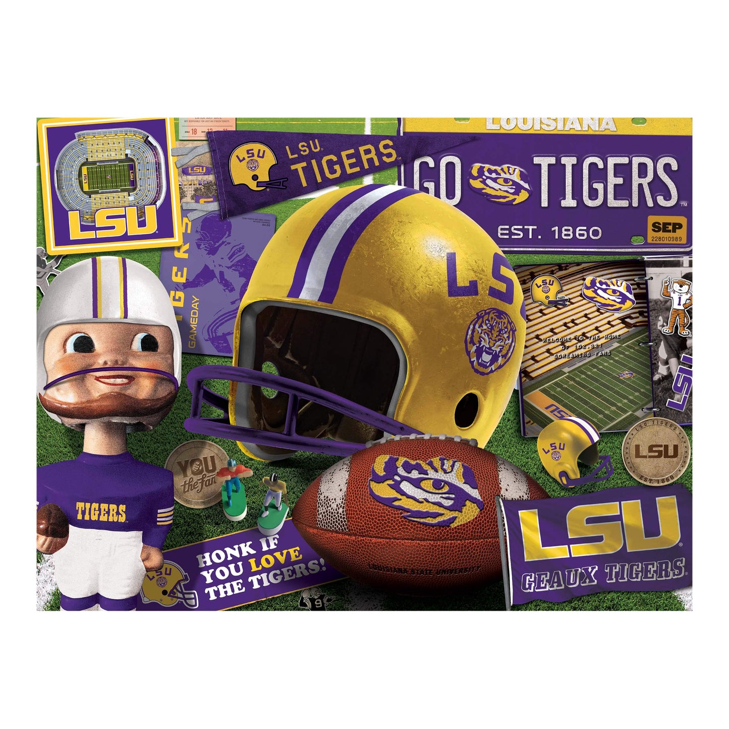 YouTheFan NCAA LSU Tigers 500-Piece Retro Puzzle - Team Colors, Cardboard, Model 0950134