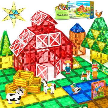 Magnetic Tiles Toys With Farm Animals For 3+ Year Old Toddler, Magnetic Blocks Building Toys For Kids Ages 3-5 5-7 Girls Boys, C