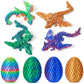 3D Printed Dragon Eggs with Dragon Inside  Easter Mystery Dragon Egg Articulated Crystal Dragon Fidget Toy  Surprise 3D Printed Dragon Egg with Wings Flying Animals Toy Easter Basket Stuffers 4PCS(A)