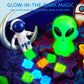 Klever Kits Outer Space Sensory Bin for Toddlers, Glow in The Dark Alien, Medium-Sized Plastic Sandbox, Model 60159, Age 3+
