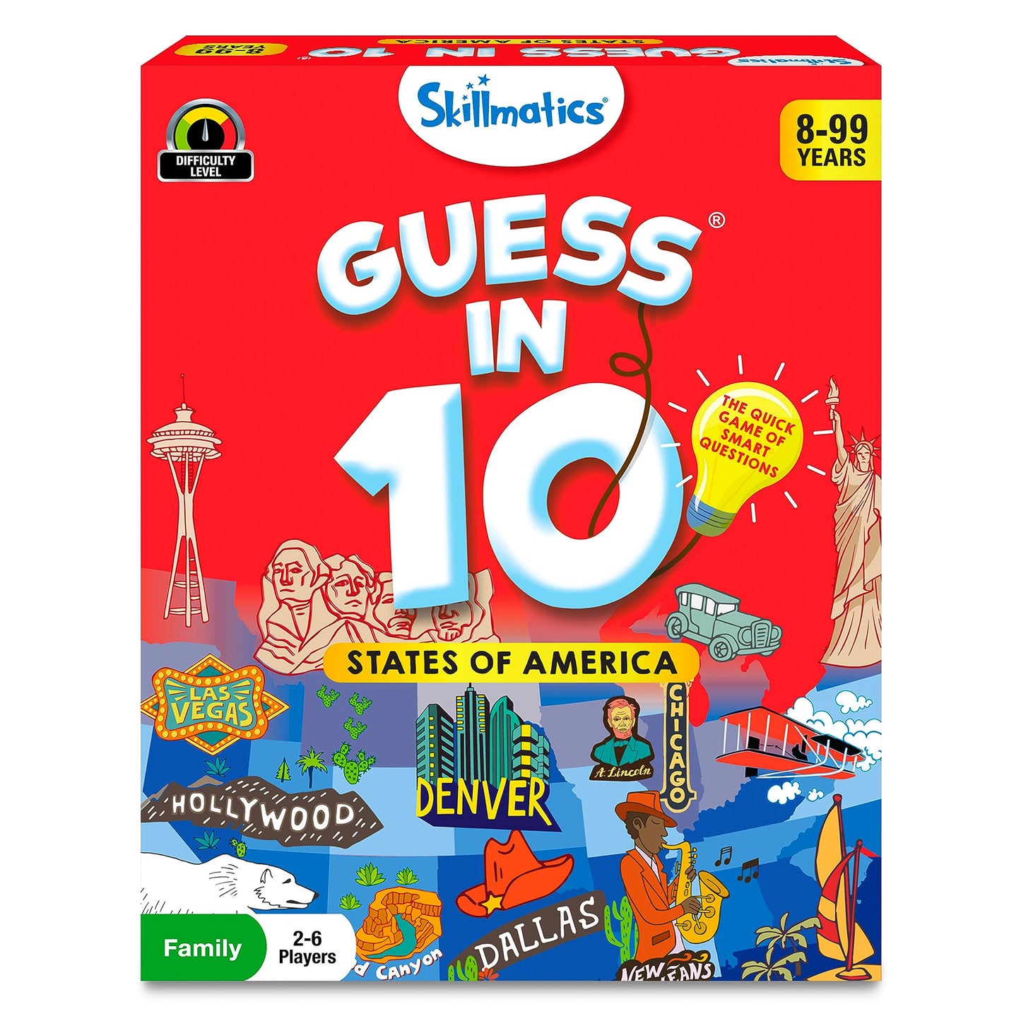 Skillmatics Card Game - Guess in 10 States of America, Educational Toy for Ages 8+, Small, Multicolor, Model SKILL53GSA
