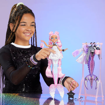 Mermaze Mermaidz™ Morra™ Customizable Fashion Doll With Mix & Match Tails, Color Change Fin And Makeup, Surprise Hair Color