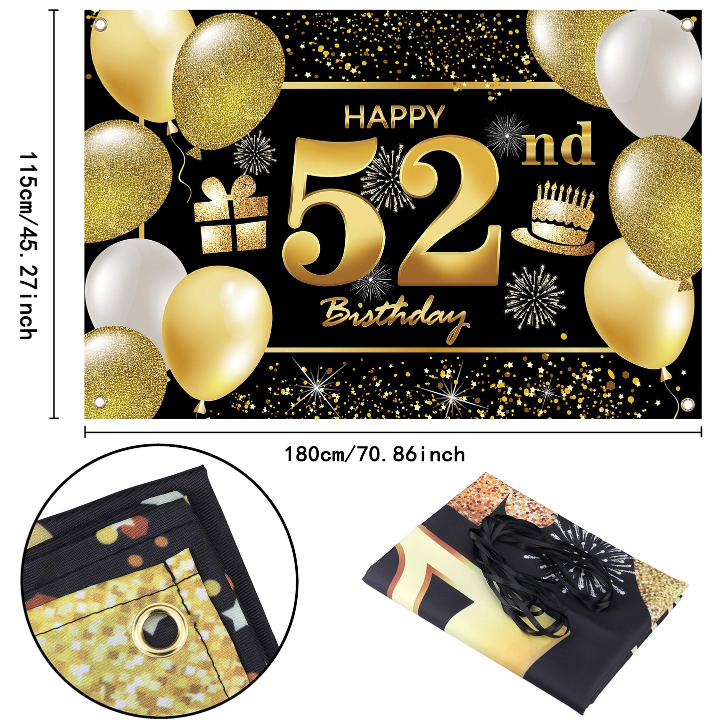 52Nd Happy Birthday Banner Birthday Decorations For Men Birthday Party Decorations Birthday Backdrop