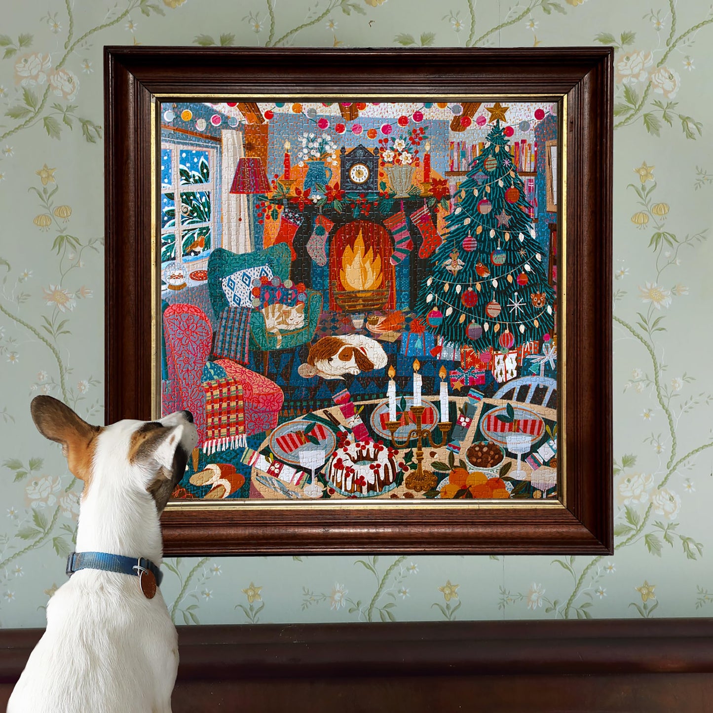 Eeboo Piece & Love: English Cottage Christmas - 1000 Piece Puzzle - Adult Square Jigsaw, 23X23, Includes Image Reference Insert, Pieces