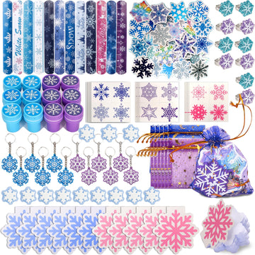Atonofun 146 Pcs Snowflake Party Favors, Goodie Bag Stuffers, Gift Bags Filler, Classroom Reward Prizes, Bulk Small Toy, Snowfla