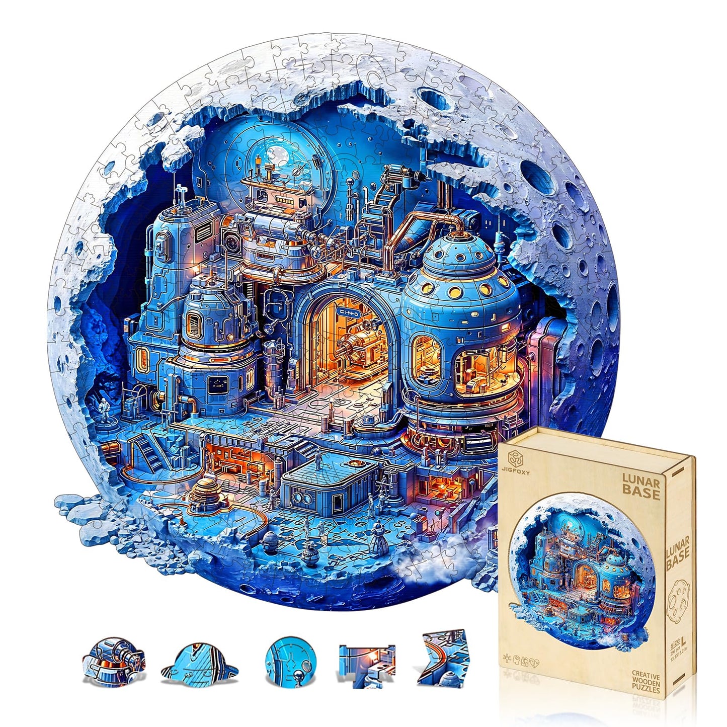 Jigfoxy Wooden Puzzles for mature-themeds  Lunar Base Wood Puzzles mature-themed  Unique Animal Shape Wooden Jigsaw Puzzles for mature-themeds  Birthday Gifts for Puzzle Lovers  Family  Friend (M-11.2 * 11.3in-187pcs)