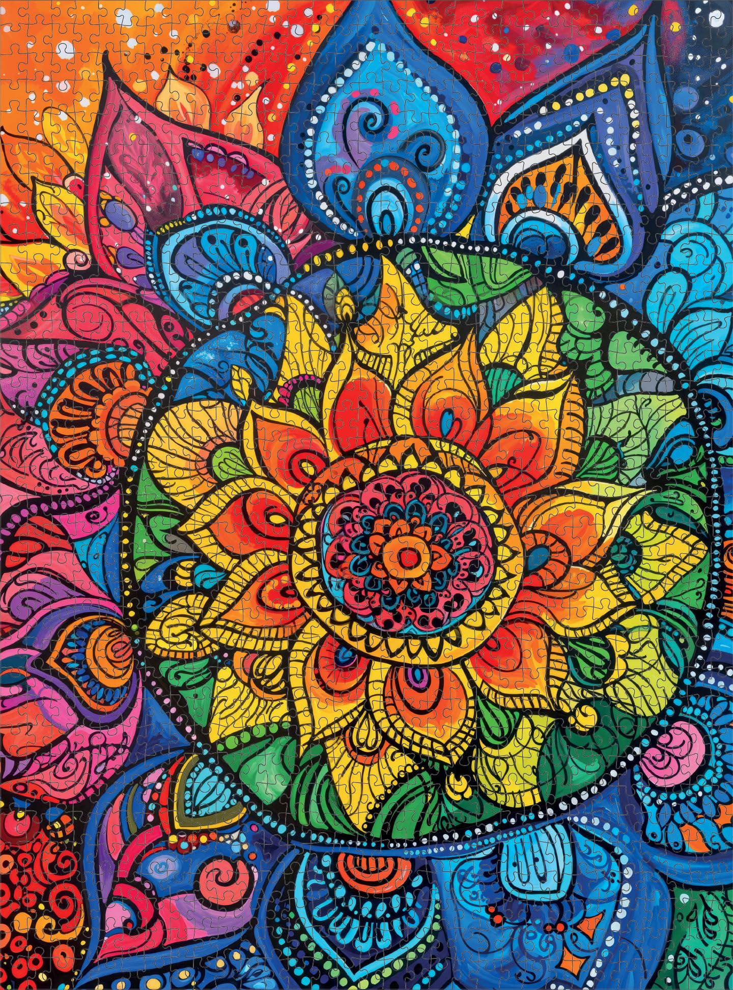 Cross & Glory 1000 Piece Jigsaw Puzzle - Rainbow Mandala Mirage, Large Size, Premium Quality, 20x27 Inches, 1.8mm Thick Cardboard