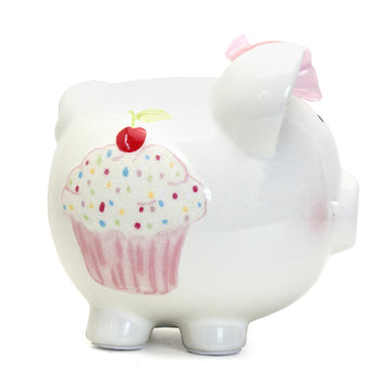 Child To Cherish Ceramic Piggy Bank For Girls, Sprinkle Cupcake