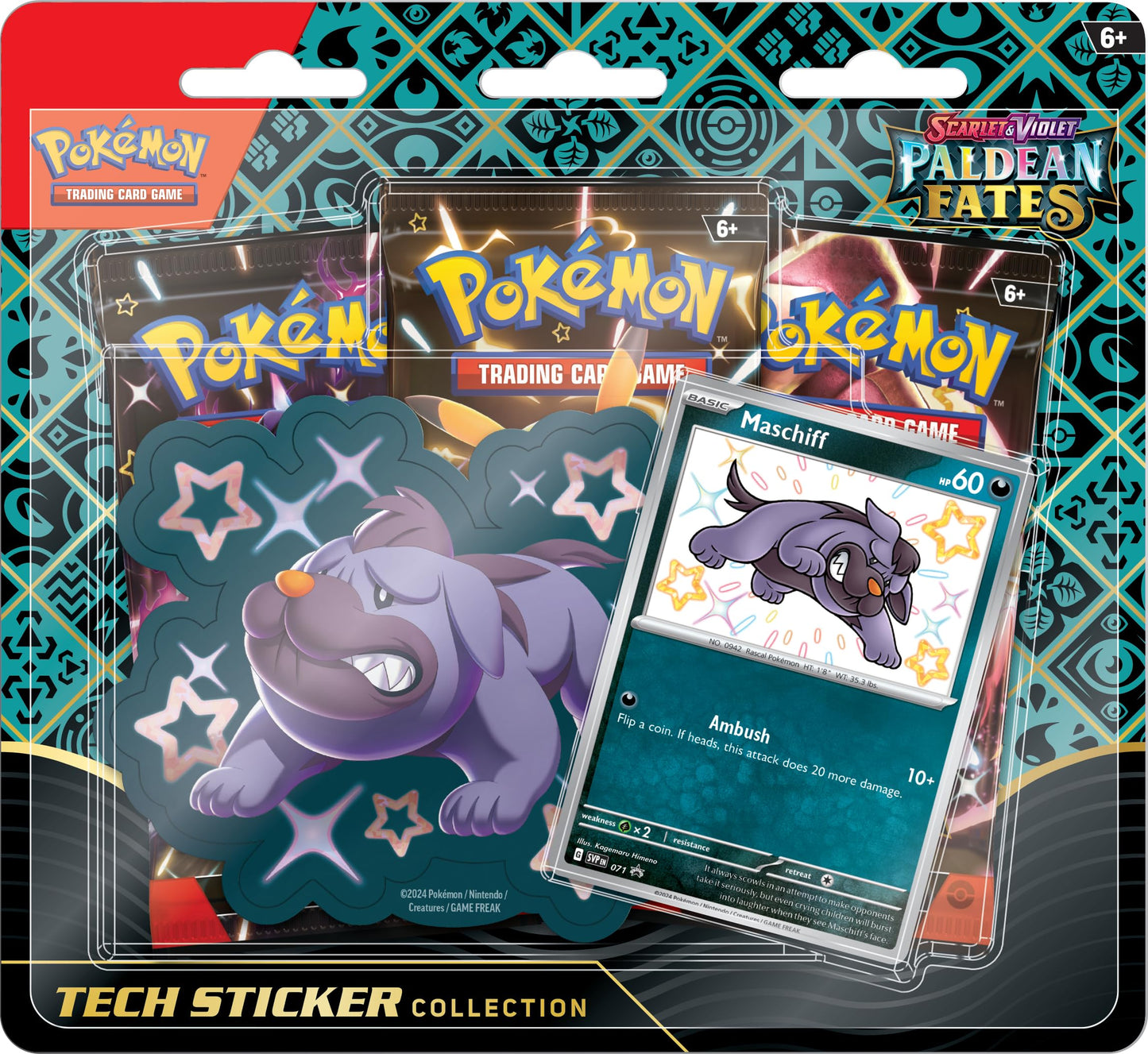 Pokemon TCG Scarlet & Violet Tech Sticker Collection - Shiny Maschiff, Cardboard Material