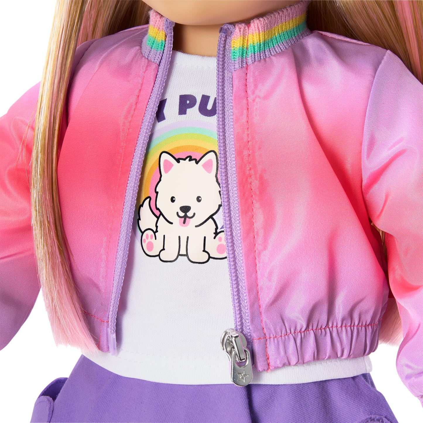 American Girl, Summer Mckinny Girl Of The Year 2025 Waggy Pup Tails Outfit For 18-Inch Dolls, With A T-Shirt, Jacket, Skort, Soc