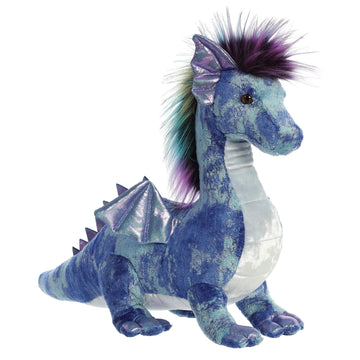 Aurora® Exquisite Luxe Boutique™ Zion Dragon™ Stuffed Animal - Luxurious Elegance - Sensory Delight - Blue 17 Inches