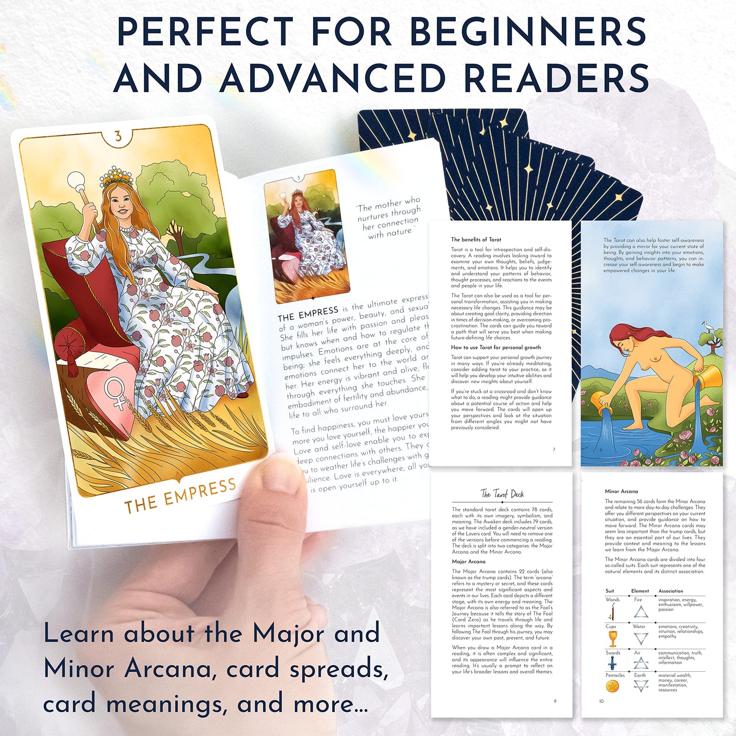 Awaken Tarot Cards With Guide Book - Modern Tarot Deck Inspired By The Rider Waite Tarot Cards For Beginners And Professionals, Beginner Tarot Decks With Guidebook