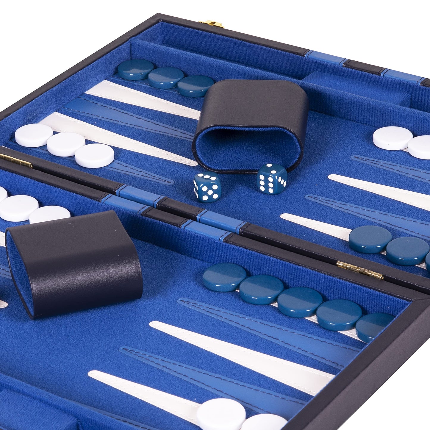 Crazy Games Backgammon Set - Classic Small 11" Blue Leather Board Game with Premium Case