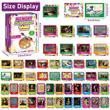 Gisgfim 50 Pairs Memory Matching Game Famous Paintings Concentration Memory Matching Games For Adults Learning Educational Match