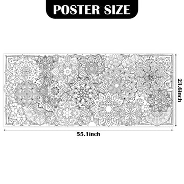 BZaber Coloring Poster for Kids Adults Mandala Flower Giant Wall Art Decorations Jumbo Coloring Flower Posters for Bedroom Livin