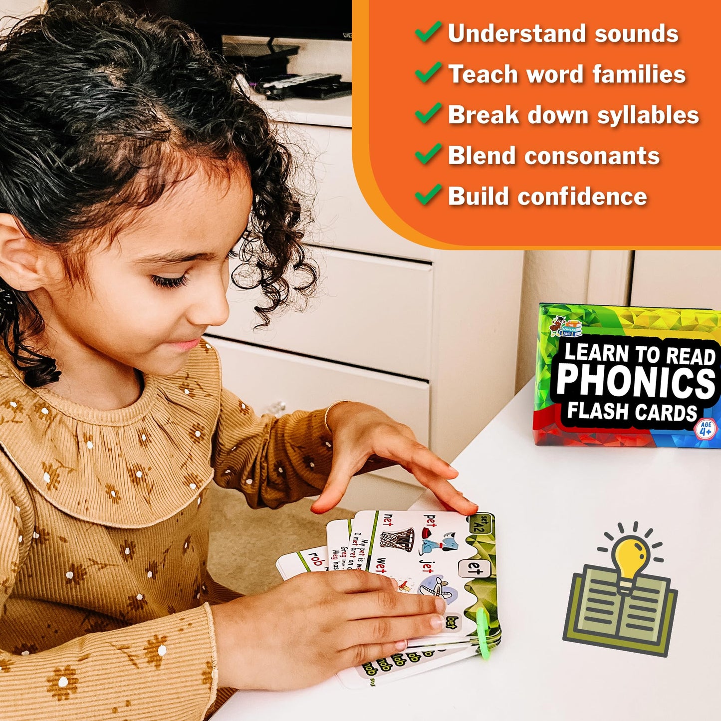 Phonics Flash Cards - Learn To Read In 20 Phonic Stages - Digraphs Cvc Blends Long Vowel Sounds - Phonics Games For Kids Ages 4-8 Kindergarten First Second Grade Homeschool Educational