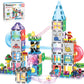 Picassotiles 650Pcs Marble Run Magnetic Tiles And Brick Combo Magnet Tile Building Blocks Toy Set With Character Action Figures 