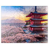MyPuzzle Beautiful View of Mount Fuji and Chureito Pagoda at Sunset - enhanced 100 Piece Jigsaw Puzzle for mature-themeds