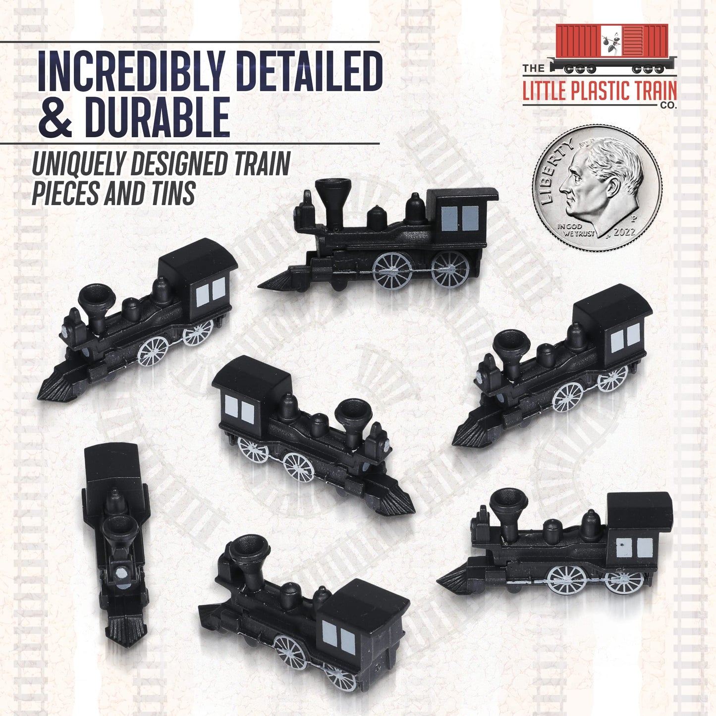 The Little Plastic Train Co. Midnight Express Deluxe Board Game Train Set - Black Miniatures for Ticket to Ride & Other Games, Model 92336