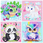 4 Pack Cartoon Diamond Art Kits for Kids, Crafts for Girls 8-12 Arts and Crafts for Kids Ages 4-8, 5D Cute Animals Diamond Art P
