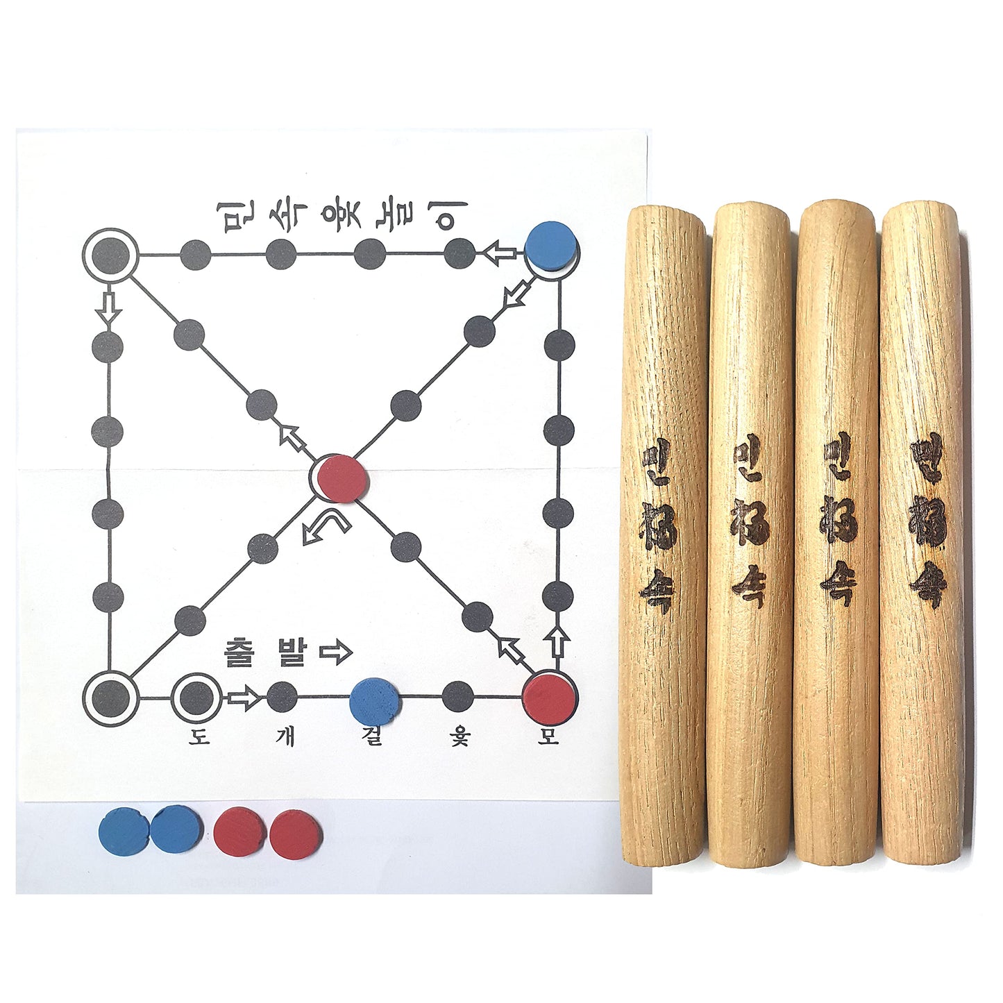 Lenith Yutnori Korean Board Games ??? Floor Games For Family, Adults, Party, Strategy Wood Stick Games (Premium)
