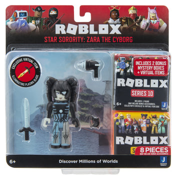 Roblox Action Collection - Zara The Cyborg Figure Pack + 2 Mystery Figures, Includes 3 Exclusive Virtual Items, Plastic, Star Sorority
