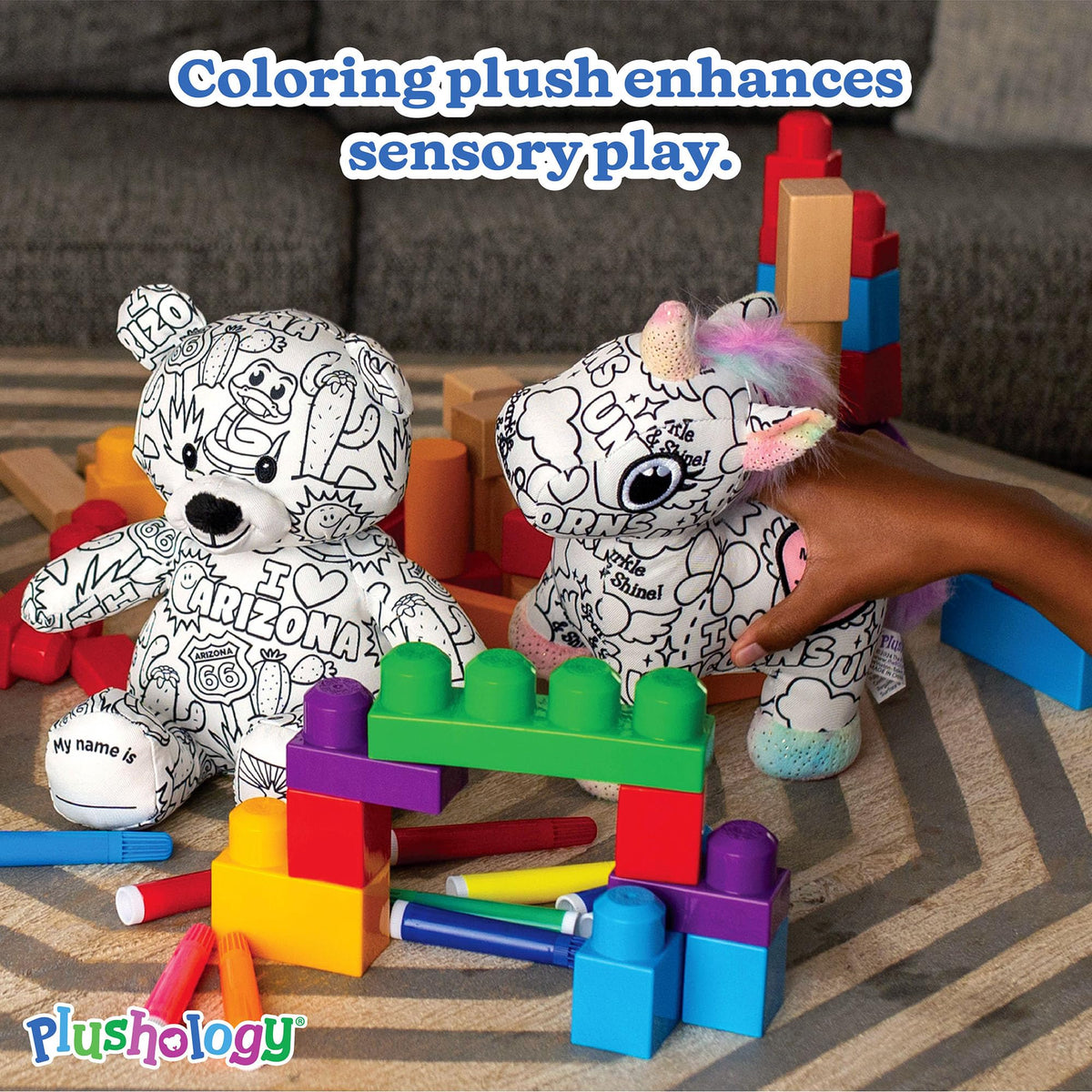 PLUSHOLOGY Color Me Plush California Teddy Bear Stuffed Animal; Color ...