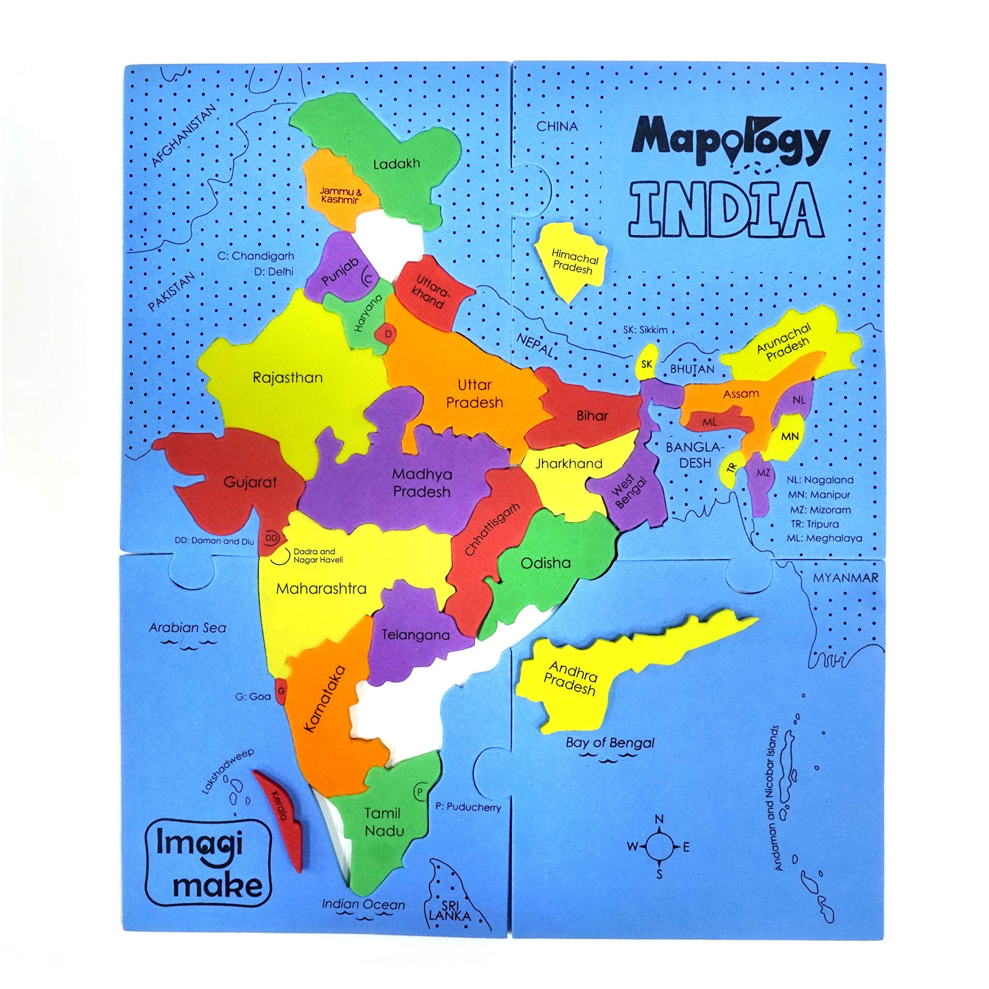 Imagimake Mapology India Map Puzzles - Geography For Kids - Learning & Educational Toys - Puzzles For Kids Ages 4-8 - Gift For 4, 5, 6, 7, 8 Year Old Boys & Girls