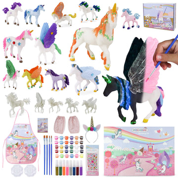 BONNYCO Unicorns Gifts for Girls Painting Kit with 18 Figurines Painting for Kids with Glow in The Dark | Girl Toys 3 4 5 6 7 8 
