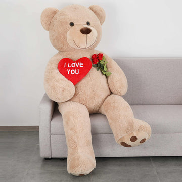 Tezituor Giant Teddy Bear 6Ft Stuffed Animals - I Love You   Red Heart Jumbo Human Size Teddy Bear For Girlfriend,Boyfriend,Wife
