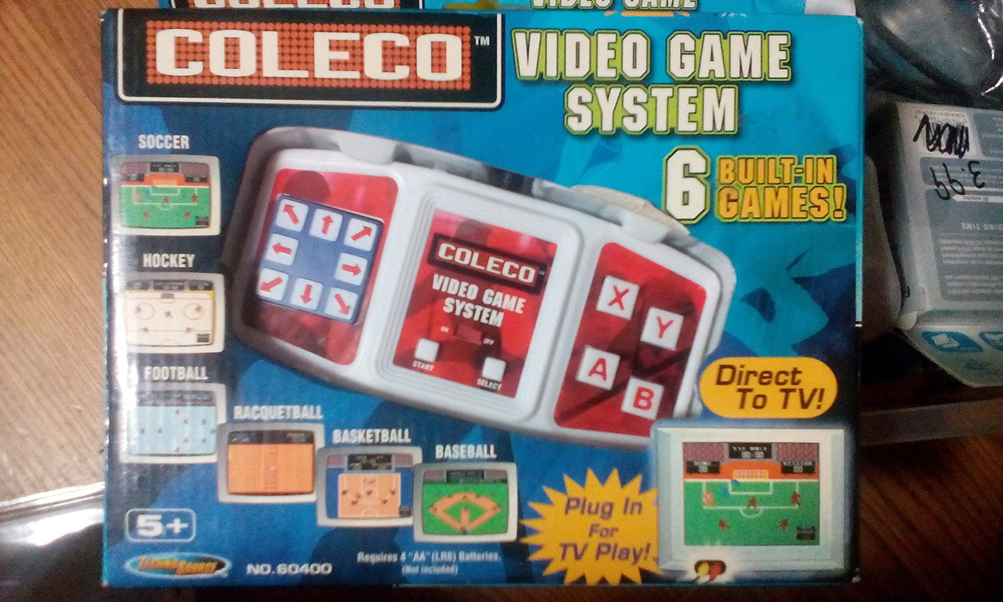 Coleco Plug-N-Play Tv Video Game System Soccer, Hockey, Football, Racqetball, Basketball & Baseball