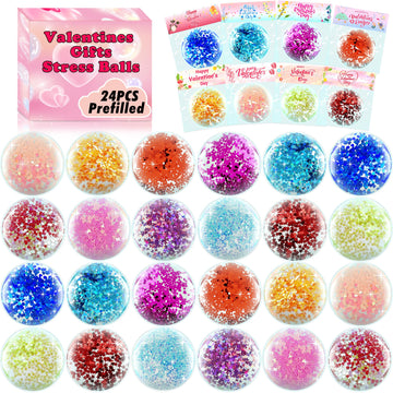 KissFree Multicolor Valentine's Day Stress Balls, 24 PCS, Unisex Kids Party Favors