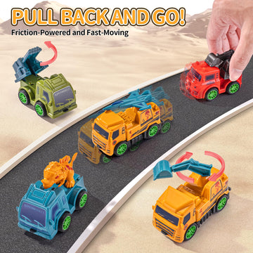 SeventhDuck Mini Cars 18PCS, Pull Back Racing Toy Car Set, Racing Toy Vehicles Mini City Cars with Roadblocks and Characters, Pa