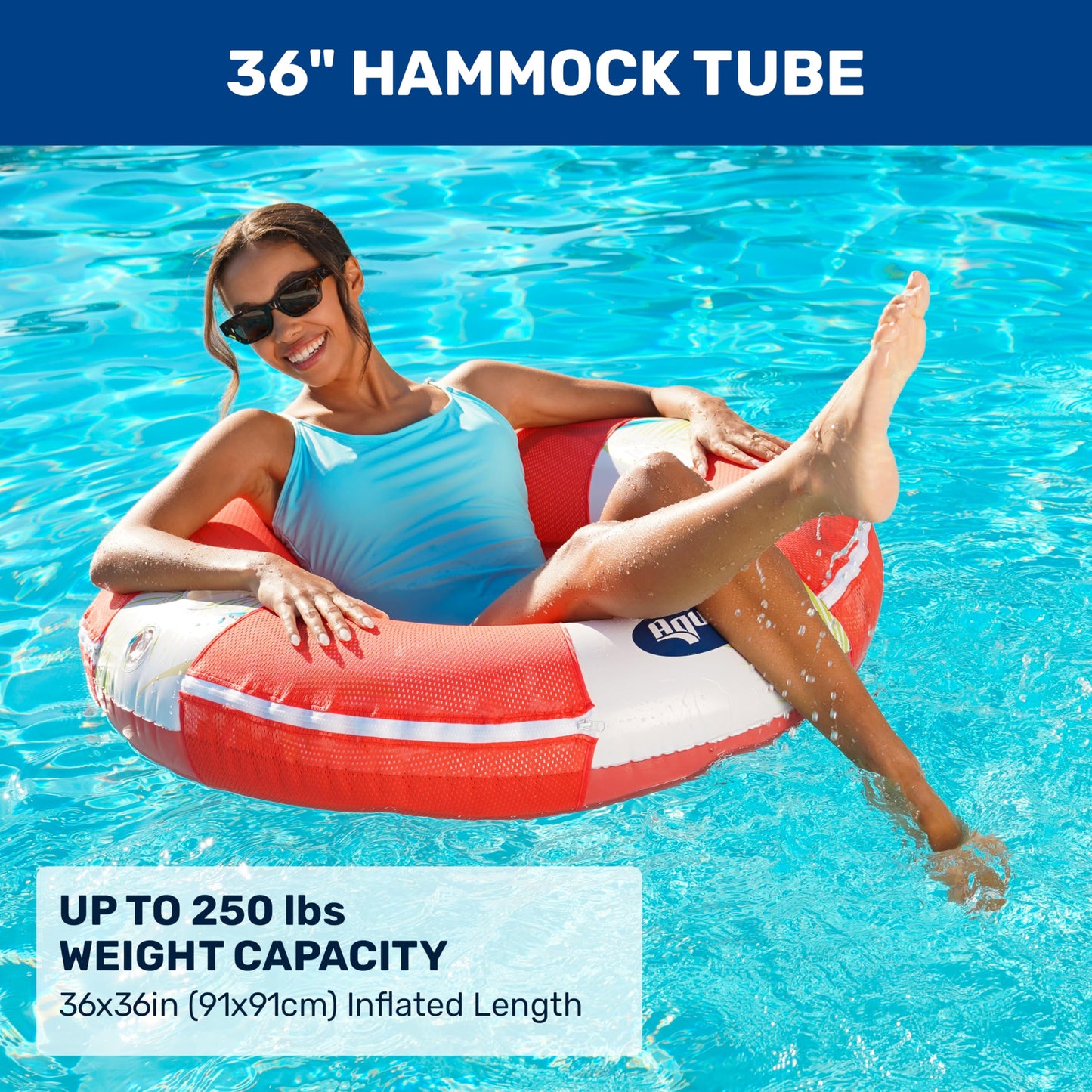 New Aqua 36” Birds Of Paradise Pool Hammock Float Tube With Mesh Center And Cup Holder – Floating Tube For Adults & Kids