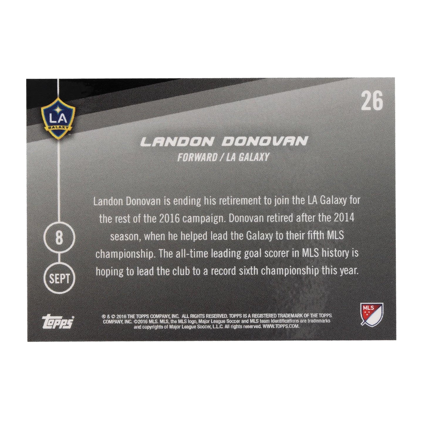 Mls La Galaxy Landon Donovan #30 Topps Now Trading Card