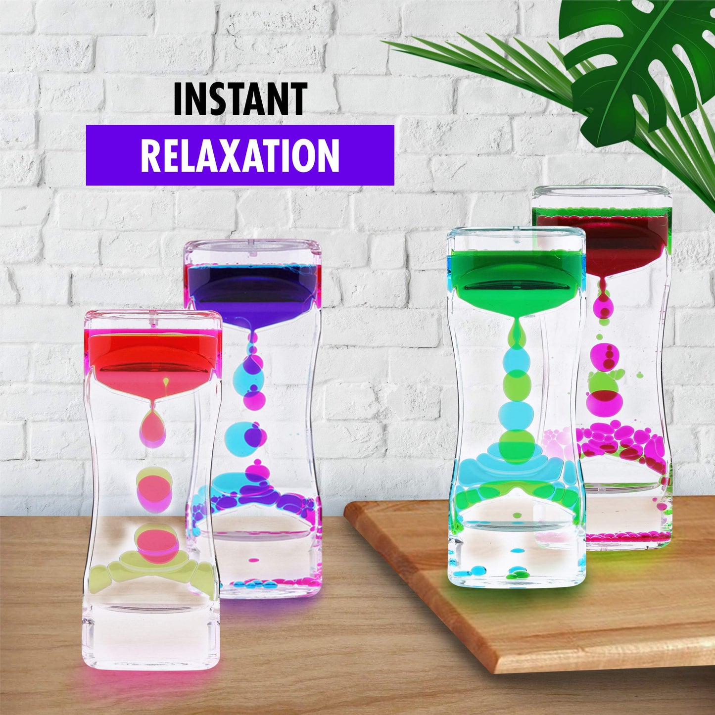 Liquid Motion Bubbler Sensory Toys - 5 Pc Set Bundle Stretchy String Fidget Toys Timer For Stress Relief And Anxiety Relief Great For Adhd Autism Add Figit