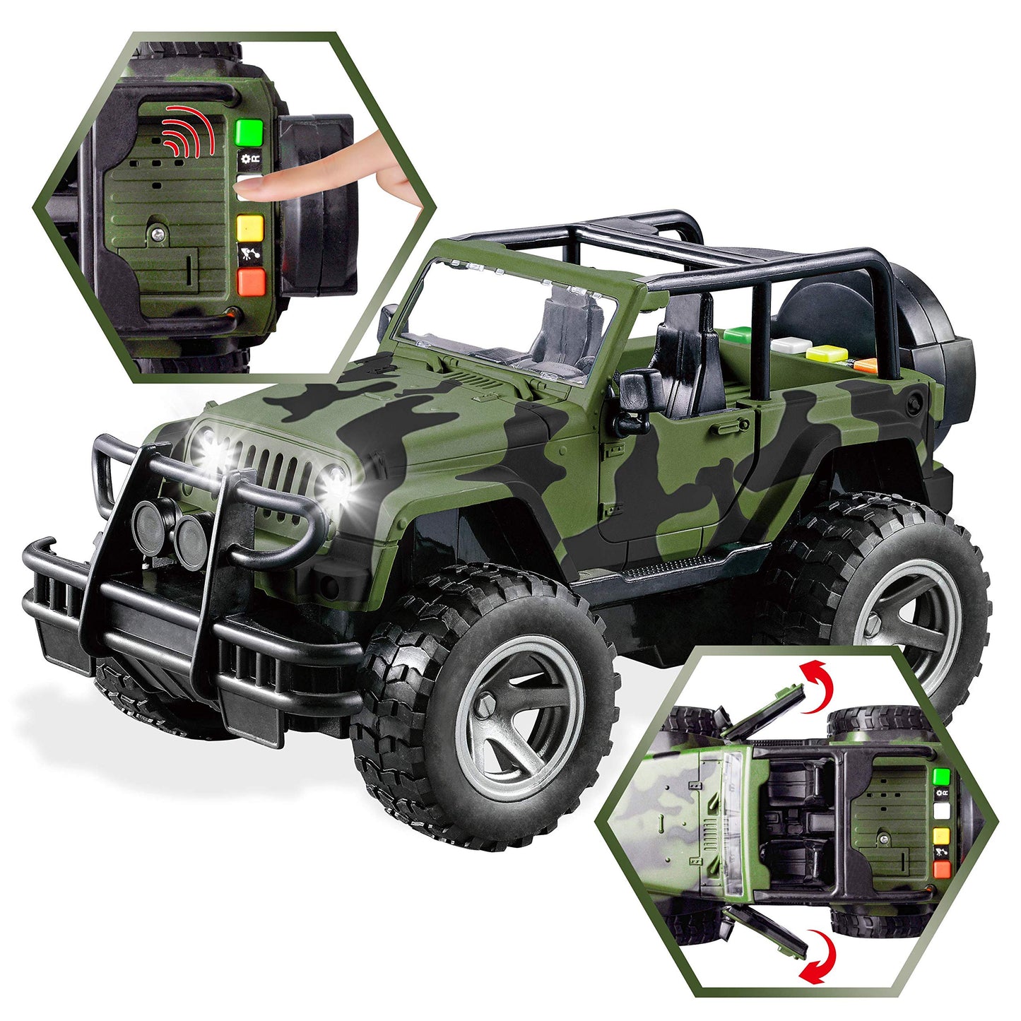 JOYIN Military Vehicles Toy Set of Friction Powered Transport Helicopter and Military Truck with Light and Sound Siren and Army Men Soldier Action Figures for Kids  Presents for Kids