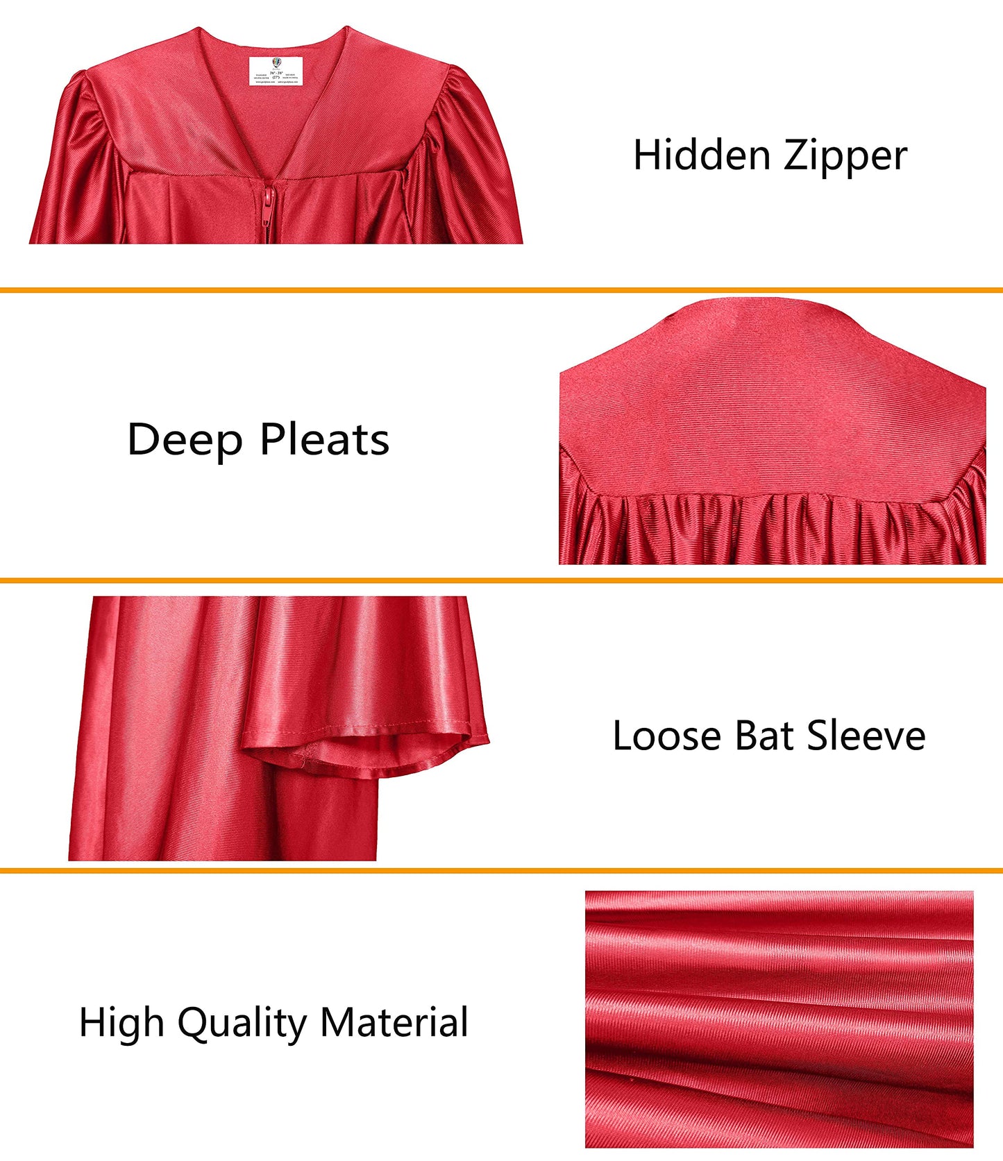 GradPlaza Shiny Choir Robe Kindergarten Preschool Graduation Gown Shiny Graduation Gown for Kids Red Size 33