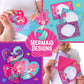 GirlZone Mermaid Stationery Gift Set, 45-Piece Letter Writing Kit, Paper, White - Perfect for Girls 9-12, Valentine's & Easter Gifts
