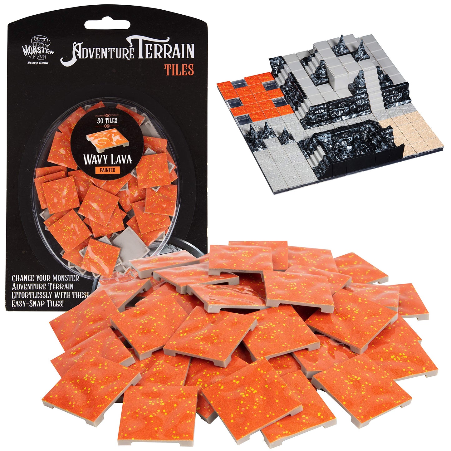 Monster Protectors Wavy Lava Tile Set - 50pc Hand-Painted 1x1 Terrain for D&D & Pathfinder