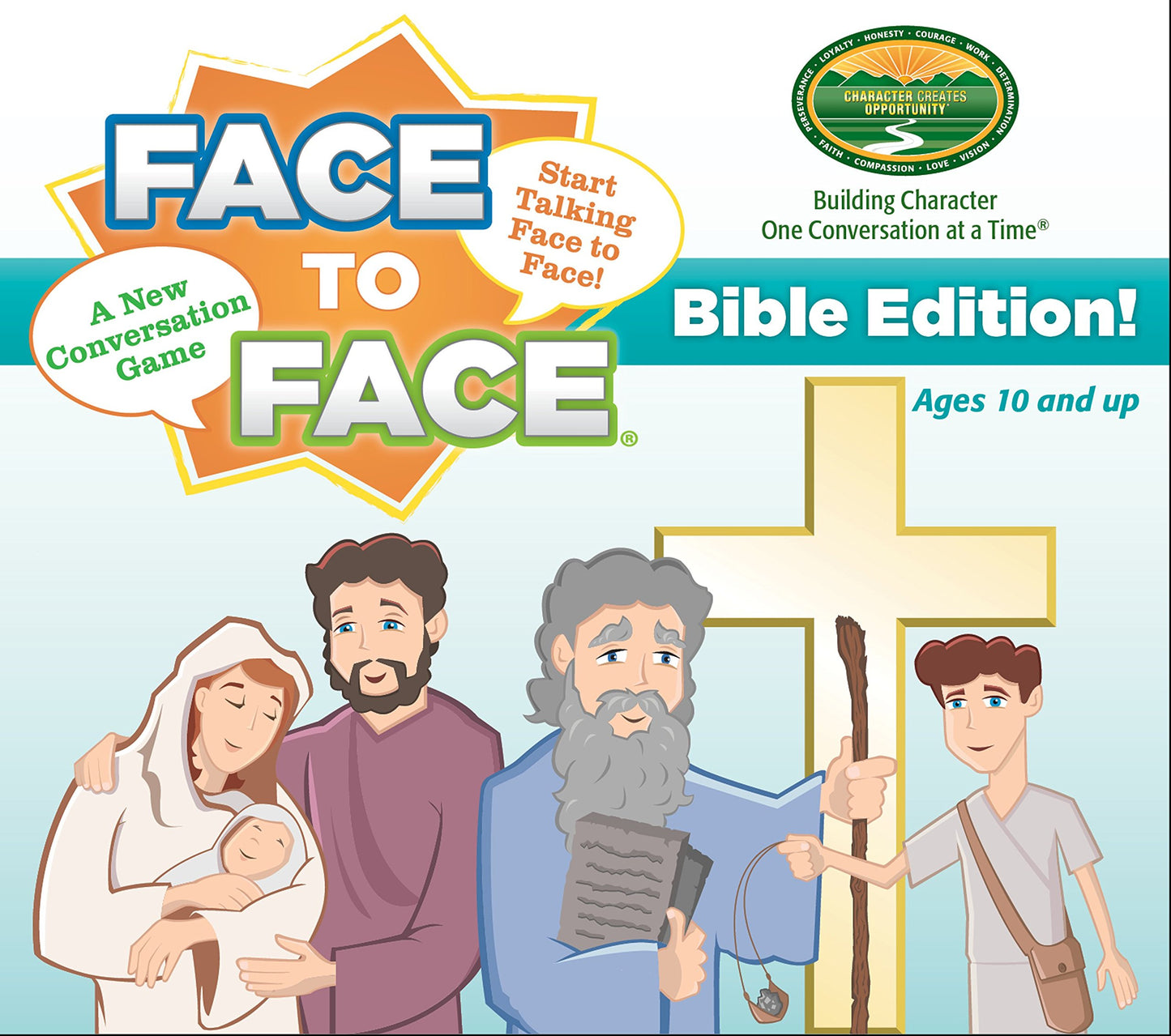 Harvest Time Partners Face To Face Card Game - Bible Edition - Includes 96 Biblical Events That Teach Character Development, Age