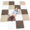 Mqiaoham 18 Pcs White-Coffee-Beige Waterproof Indoor Best Yard Thick Antiskid Cushion Safety Tile Activity Boys Protector Non Sl