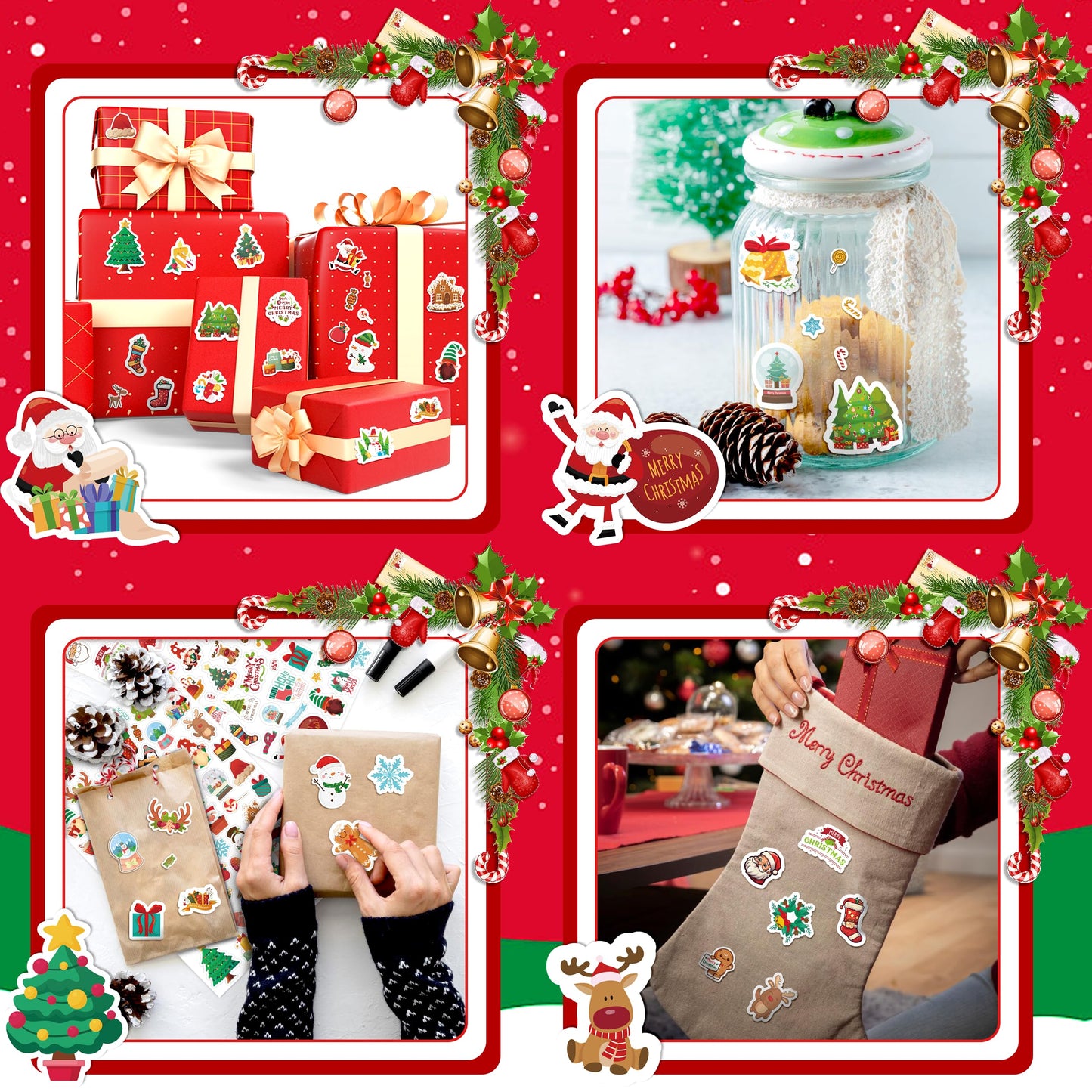 Linaye 24 Sheets Christmas Stickers For Kids, 1570Pcs Adhesive Christmas Stickers, Christmas Stickers Bulk For Kids Cute Sticker