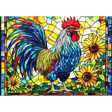 Stained Glass Rooster Puzzles For Adults 1000 Pieces Colorful Rooster Puzzle For Adults Mosaic Jigsaw Puzzles1000 Pieces With Le