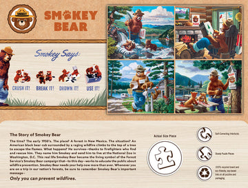 Masterpieces Puzzle Set - 4-Pack 100 Piece Jigsaw Puzzle For Kids - Smokey Bear 4-Pack - 8''X10''