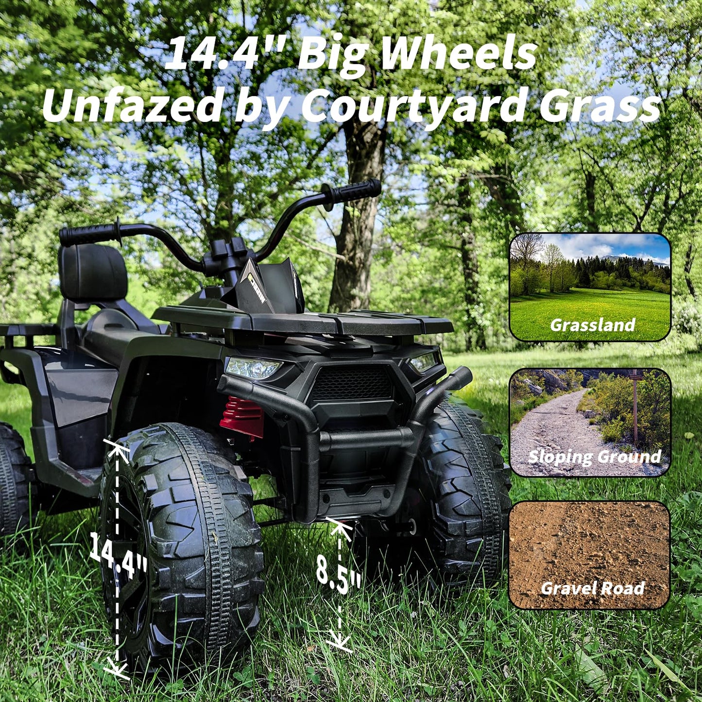 Hikiddo Kids Atv 4 Wheeler, 24V 4Wd Electric Atv Ride On Toy For Big Kid W/ 2-Seater, 4X200W Motor, 5.6Mph Max Speed - Pink