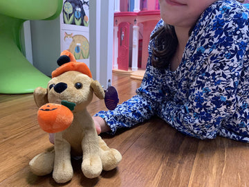 Plushland Halloween Pawpals 8 Inches Puppy Dog Plush Stuffed Toy Comes With Hat And Halloween Jack O Lantern - Pumpkin For Kids On This Holiday (Labrador)