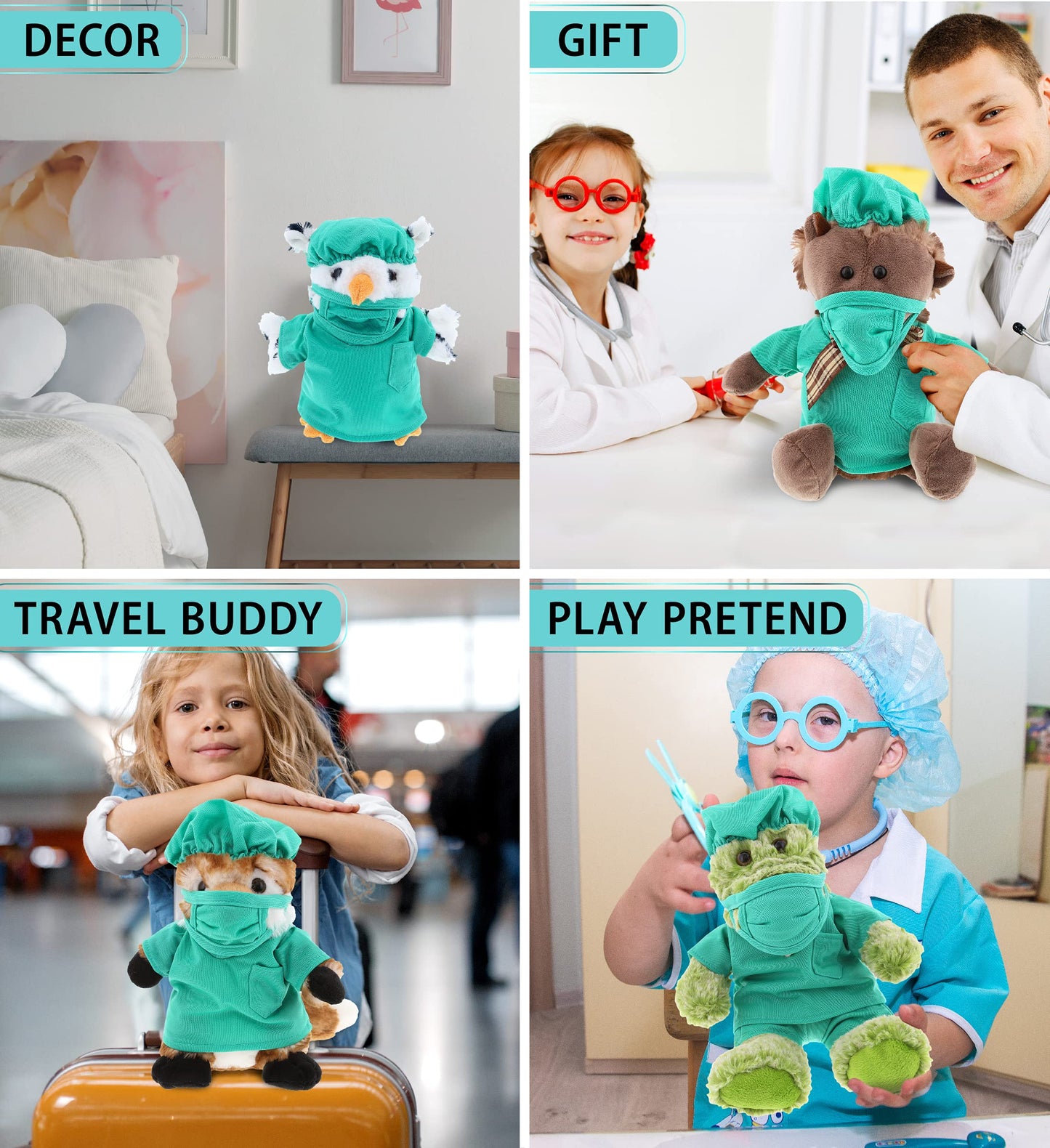 DolliBu Doctor Dress Up Set For Teddy Bear Plush Toy - Surgeon Scrubs Outfit For Stuffed Animals  Doctor Cap  Shirt  Pants  & Mask For Teddy Bear Costume - Large