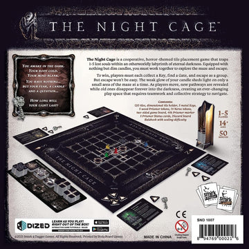 Smirk & Dagger The Night Cage Game - Spooky Cooperative Strategy for 1-5 Players, Cardboard, Brown & Clear, Model SND1007
