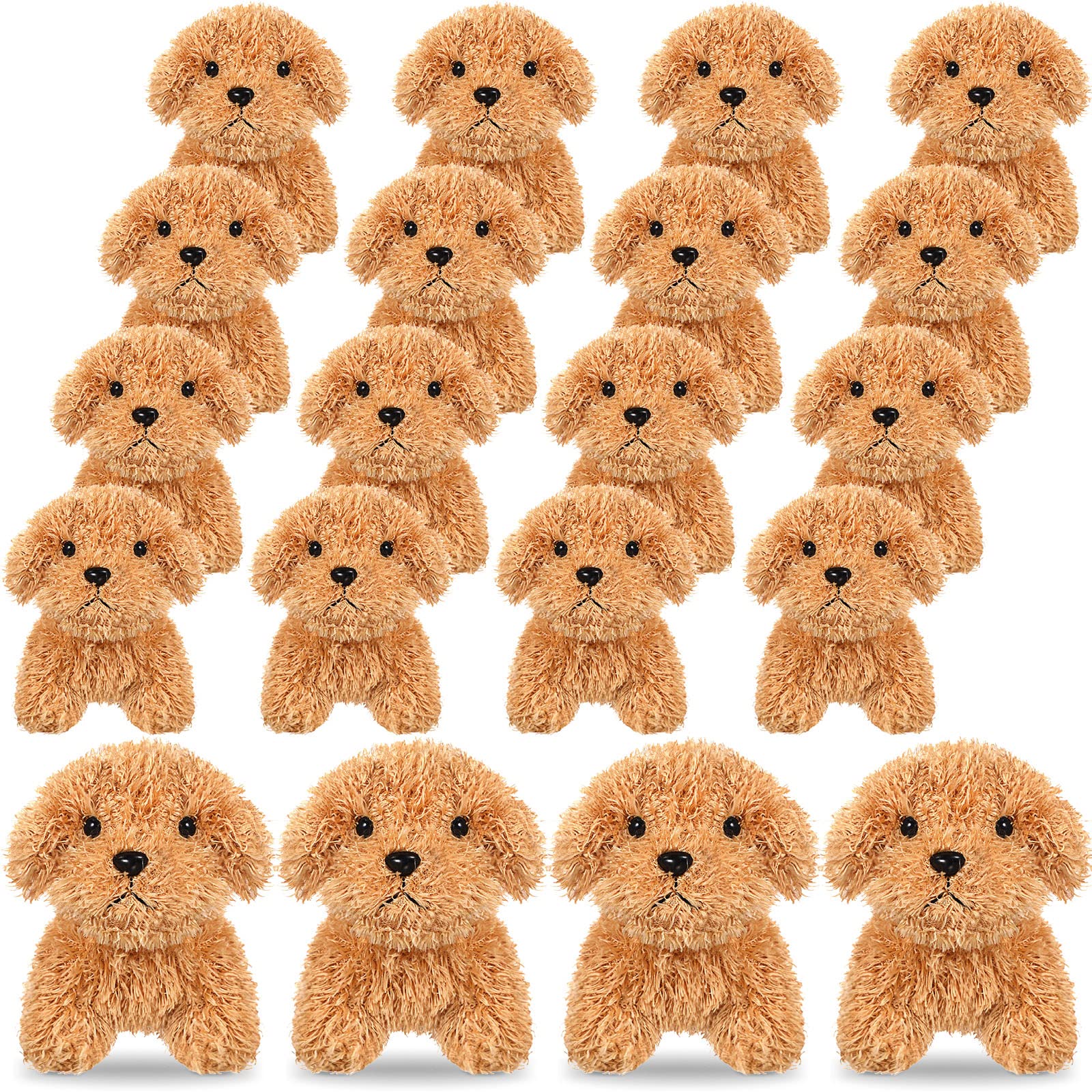 Sosation 20 Pcs Mini Plush Stuffed Puppy Bulk Easter Party Favor Gift Dog Party Gift Toy Soft Plush Dog For Kids Graduation Goodie Bag Fillers Baby Shower Birthday Carnival Prize(Light Brown)